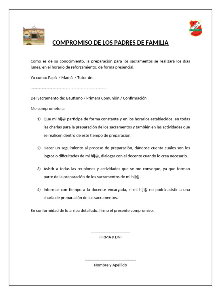 Compromisos para Padres | PDF