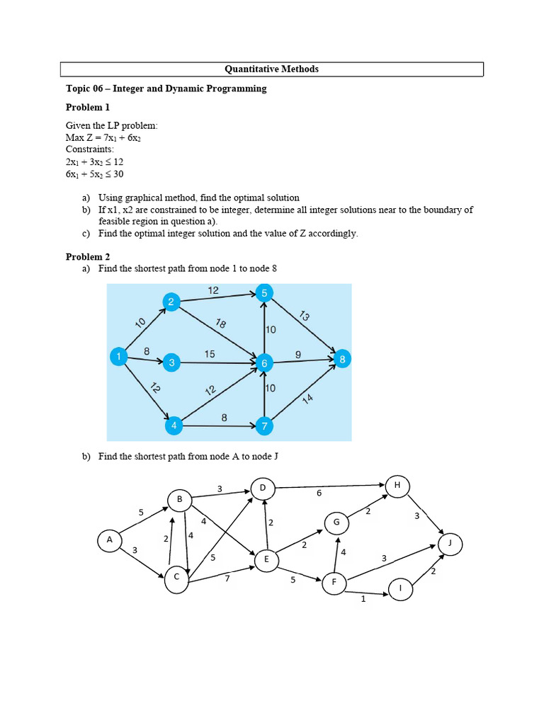 Integer and Dynamic Programming Solutions | PDF