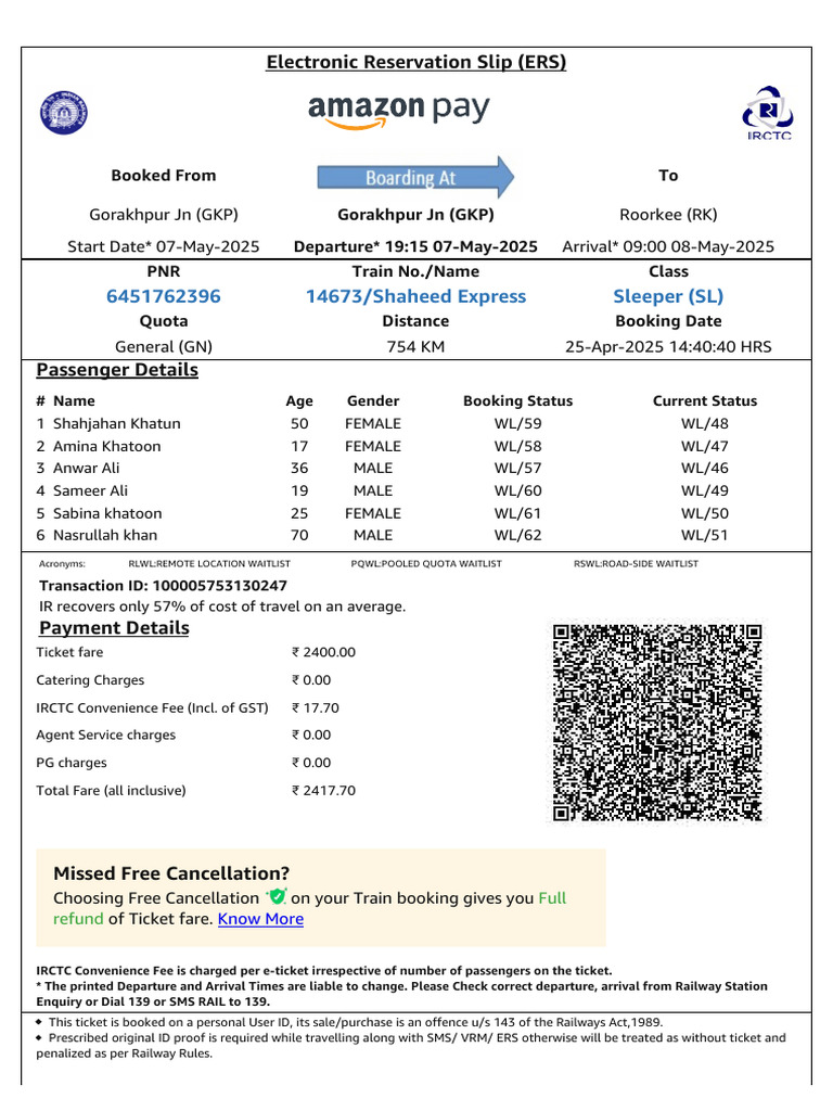 IRCTC Train Ticket Payment Summary | PDF | Identity Document