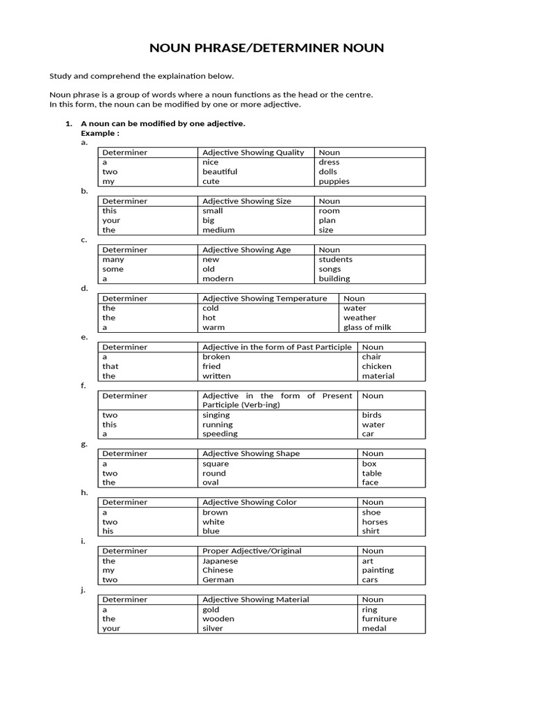 Noun Phrase | PDF | Adjective | Noun