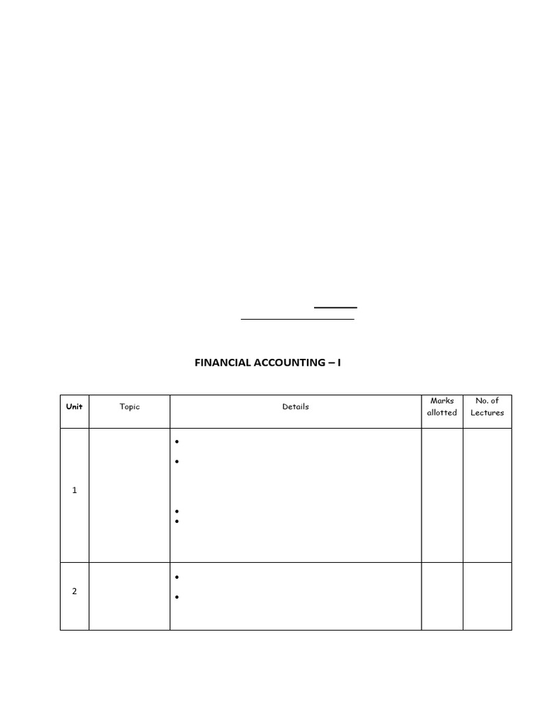 Financial Accounting I Course Overview | PDF | Financial Accounting ...
