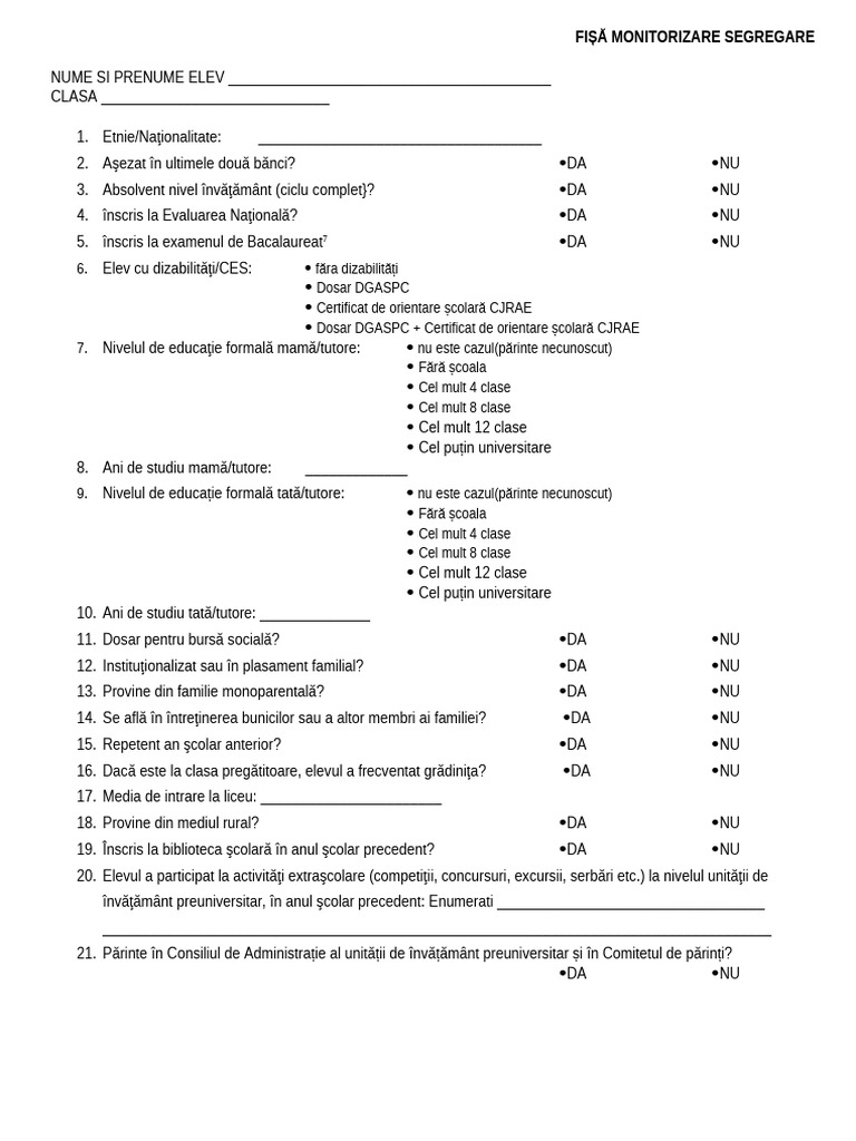 Fisa de Completat | PDF