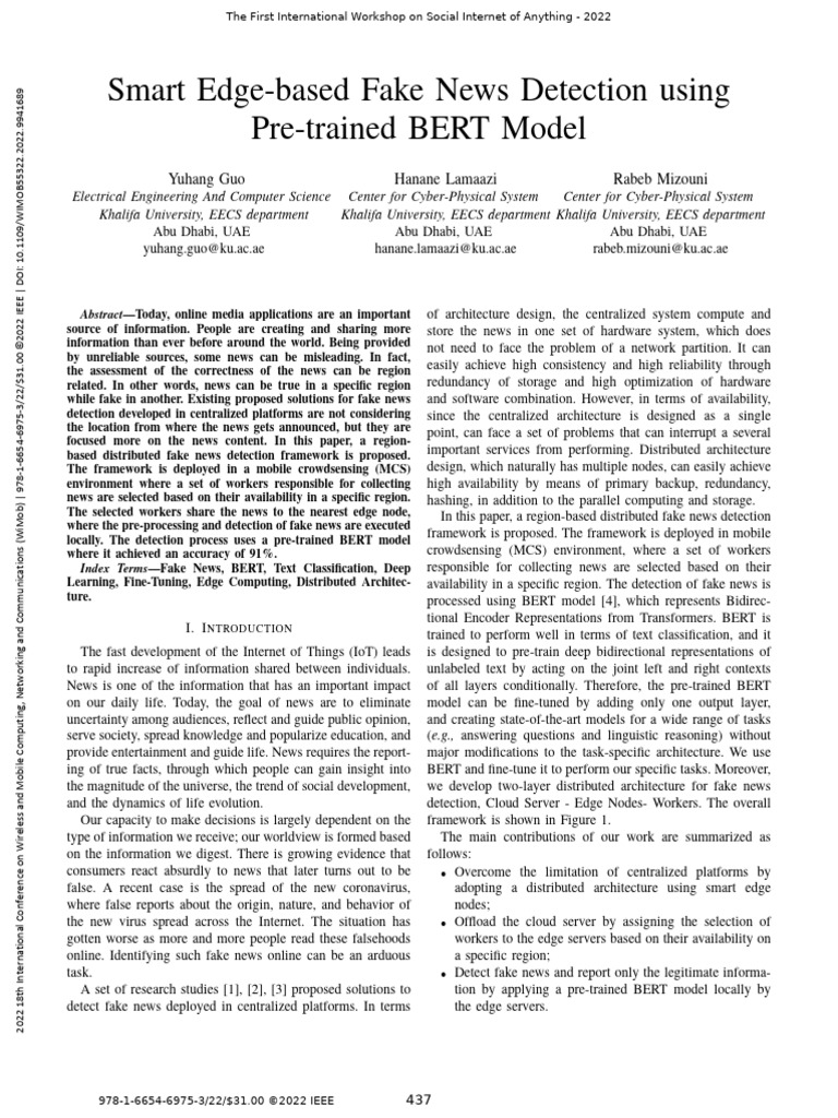 Edge-Based Fake News Detection with BERT | PDF | Computational ...