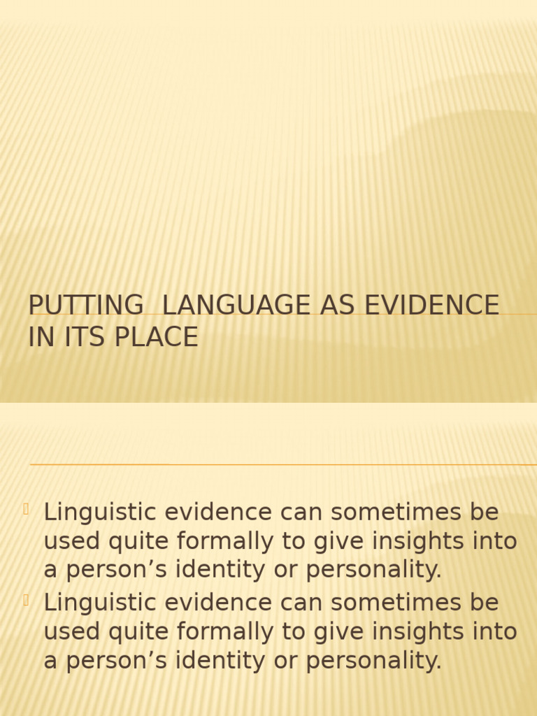 Putting Language As Evidence in Its Place | PDF | Educational ...