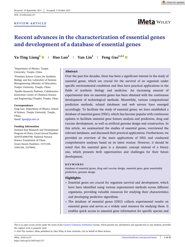 Advances in Essential Gene Research | PDF | Gene | Dna Sequencing