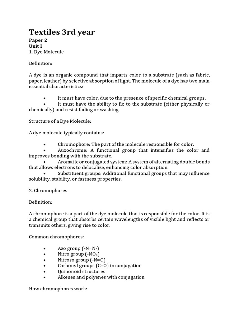 Textiles 3rd Year Paper II | PDF