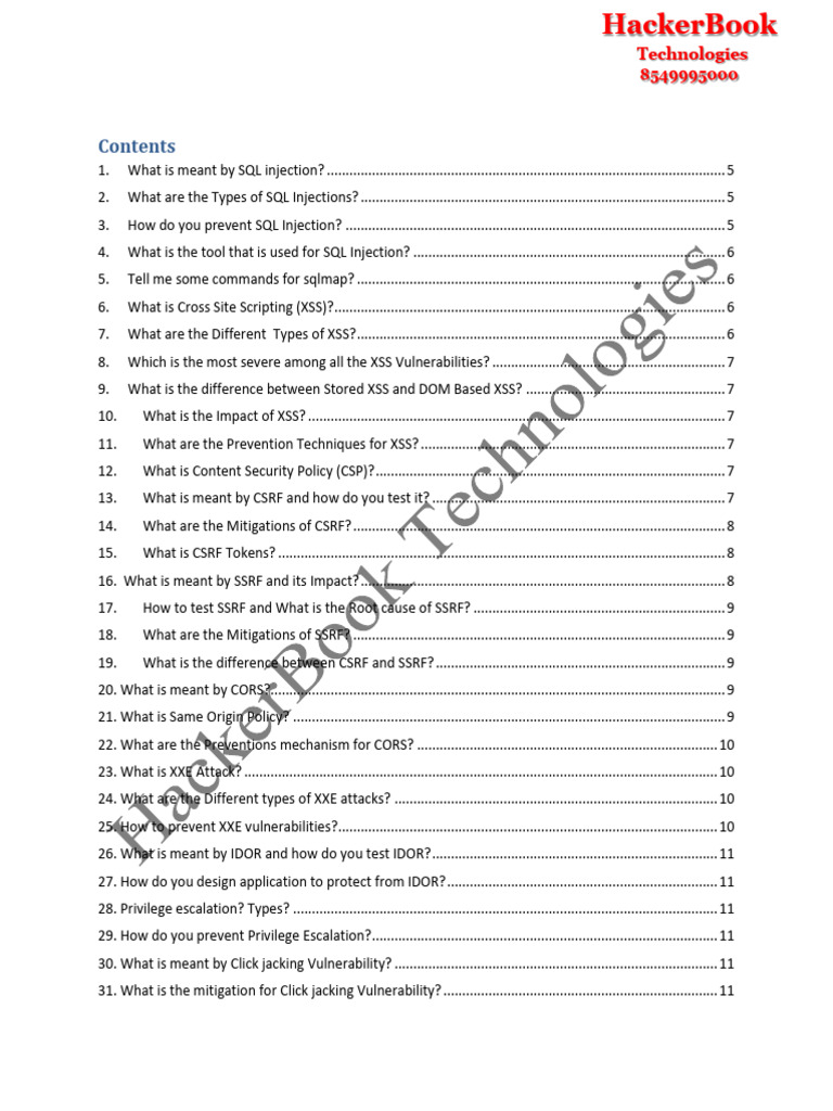 CyberSecurityInterview Questions HackerBook | PDF | Key (Cryptography ...