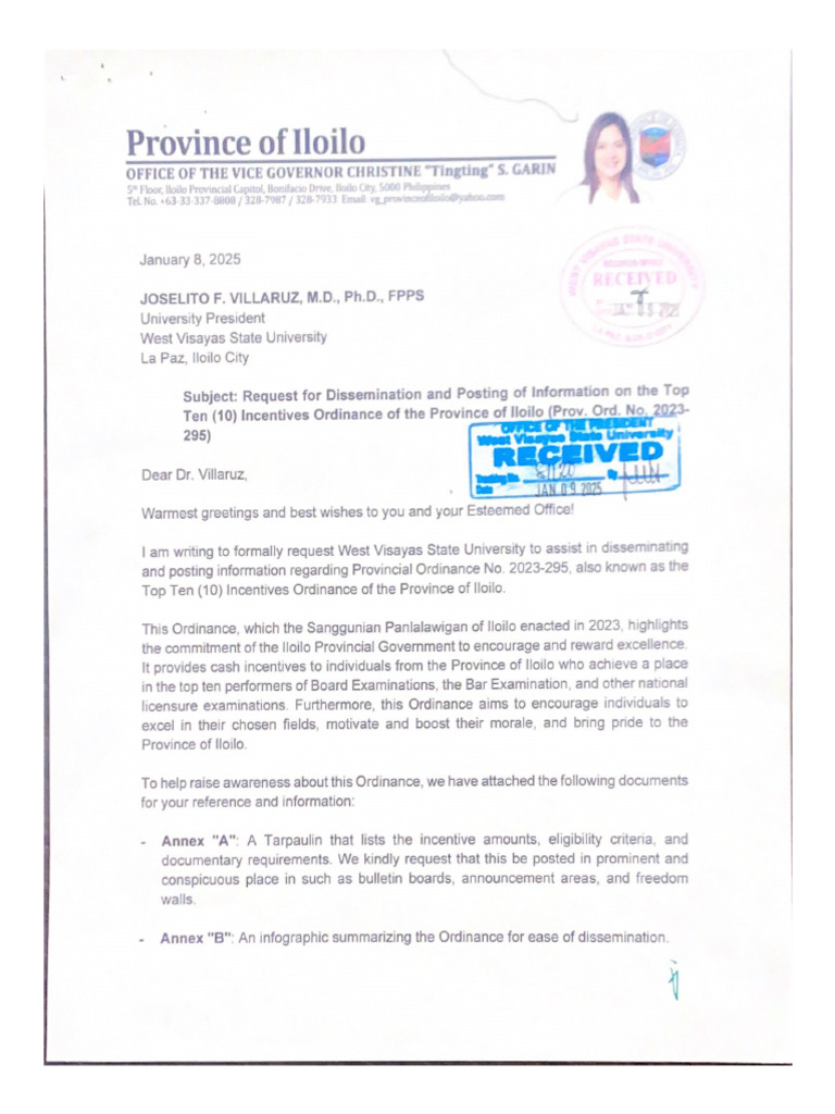 IloIlo Prov. Ord. No. 2023 295 Top 10 Incentives Ordinance of The ...