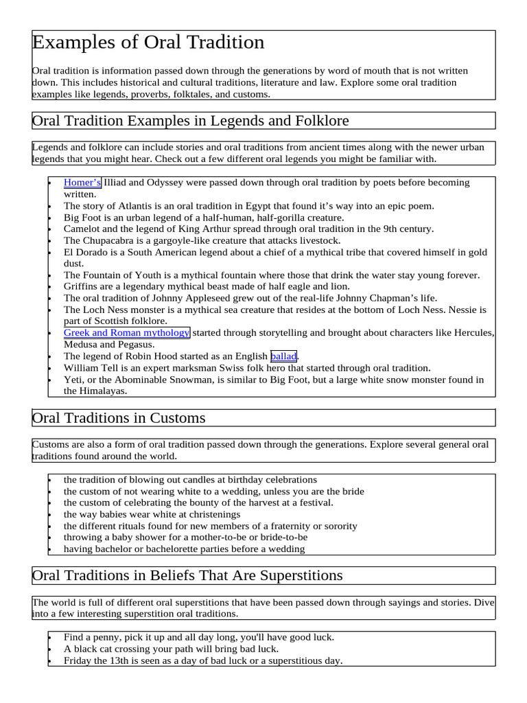 Examples of Oral Tradition | PDF | Ellipsis | Comma