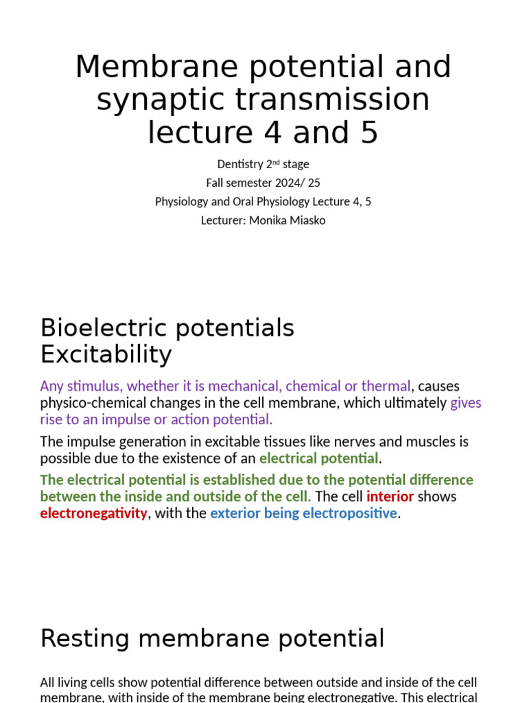 4 5 Membrane Potential and Synaptic Transmission 1 | PDF | Action ...