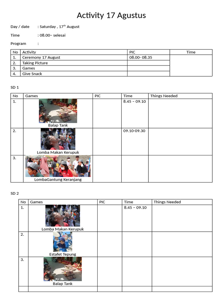 Activity 17 Agustus | PDF
