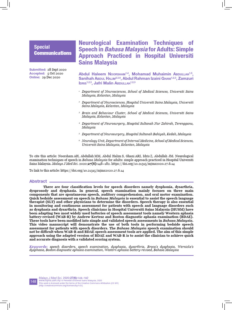 Speech Assessment in Bahasa Malaysia | PDF | Aphasia | Speech