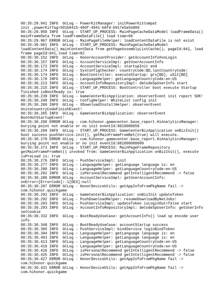 Game Center Startup Log Analysis | PDF | Software Engineering | Web ...