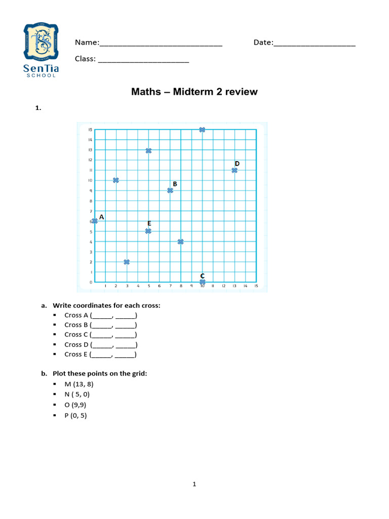 Maths Midterm 2 Review Worksheet | PDF | Elementary Mathematics ...