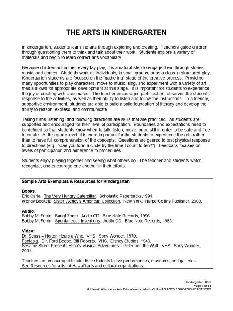 importance of arts in kindergartten | PDF | The Arts | Human Voice