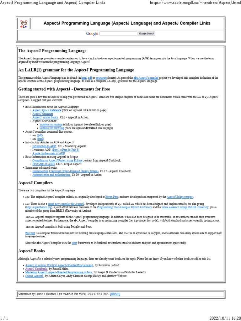 AspectJ Programming Language Overview | PDF | Software | Systems ...