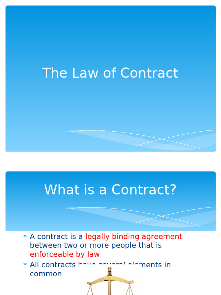 The Law of Contract | PDF | Civil Law (Legal System) | Business Law