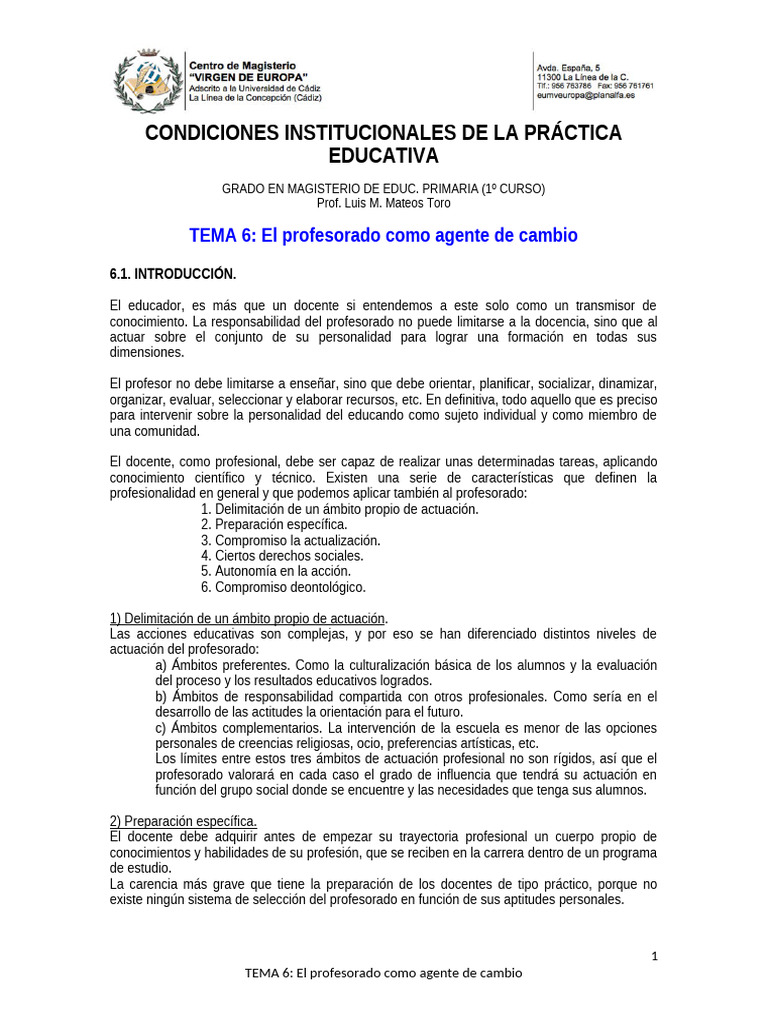 El docente como agente de cambio educativo | PDF | Maestros | Enseñando
