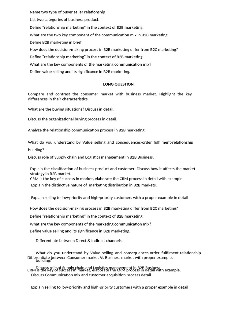 KMBN MK 03 Important Question | PDF