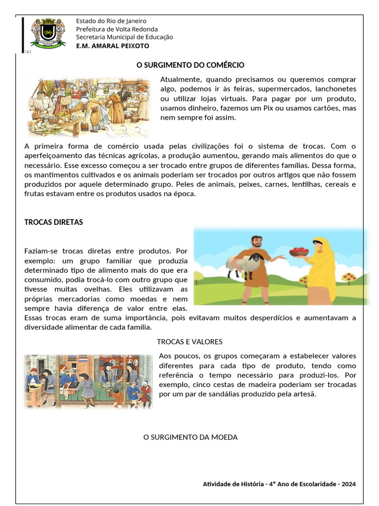 surgimento do comercio_historia | PDF | Moeda | Agricultura