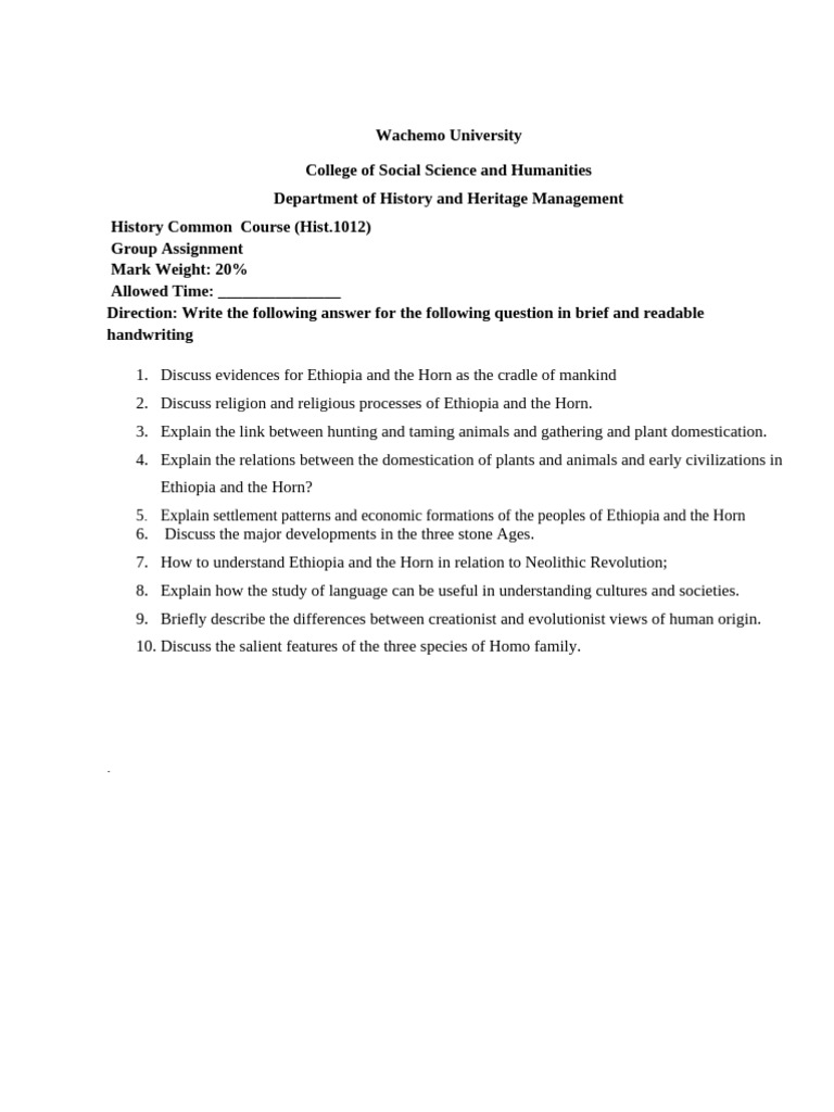 Assignment For Hist 1012 (U-2) | PDF