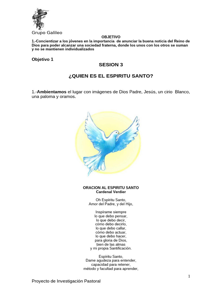Obj 1SESION 3 QUIEN ES EL ESPIRITU SANTO | PDF | espíritu Santo ...
