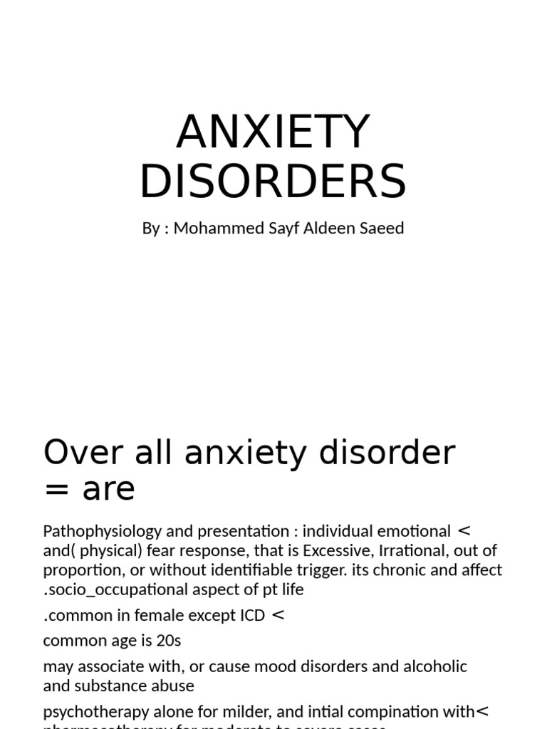 Anxiety Disorde-Wps Office | PDF | Obsessive–Compulsive Disorder | Phobia