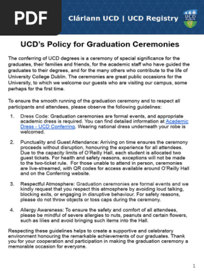 UCD Graduation Ceremony Guidelines | PDF
