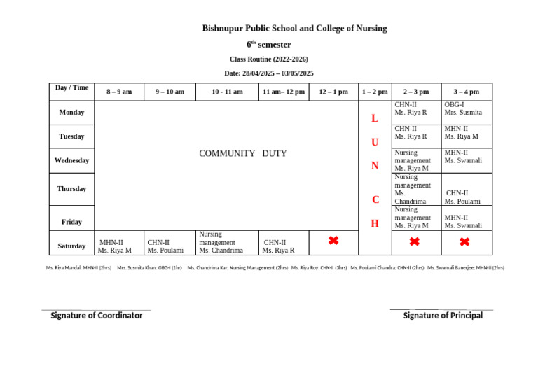 6th Sem Routine (28.04.25-03.05.25) | PDF