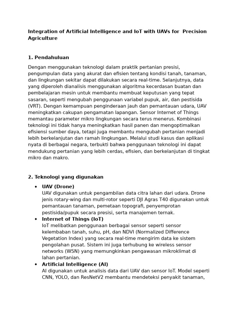 AI dan IoT dalam Pertanian Presisi dengan UAV | PDF