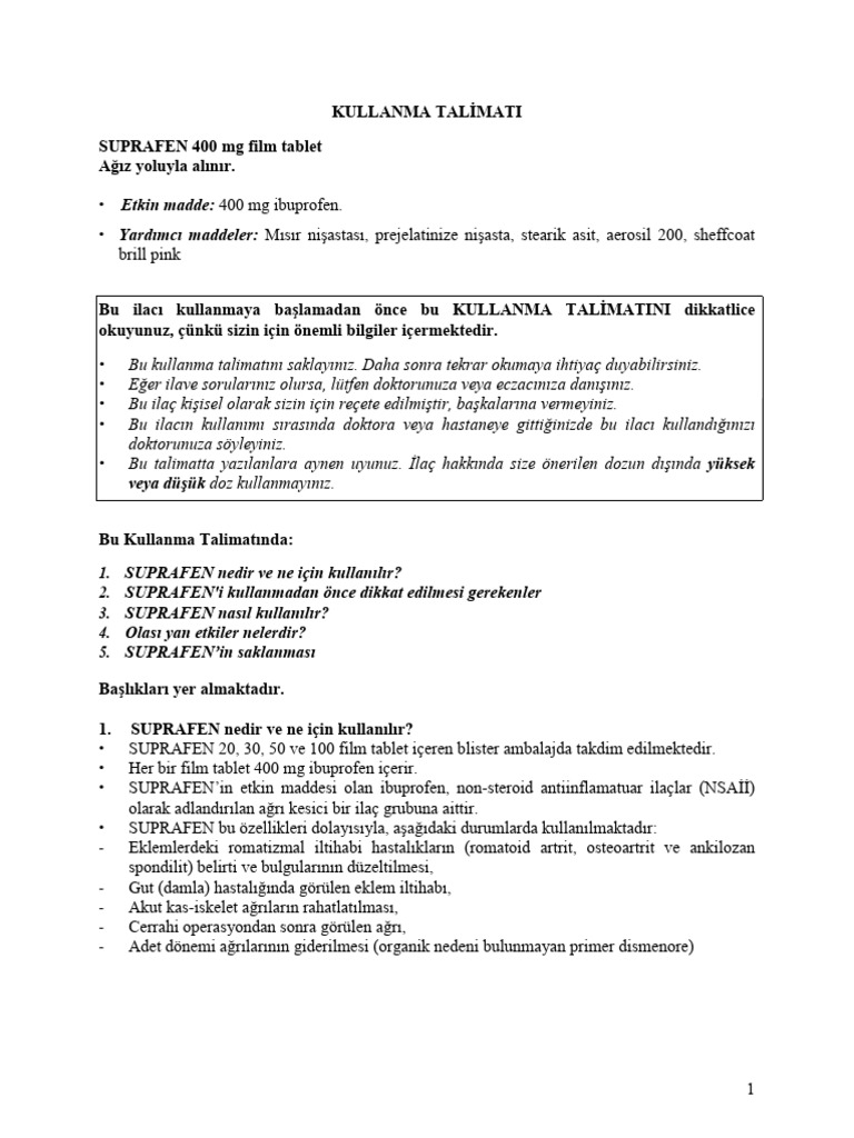 Suprafen400mg Film Tablet KT | PDF
