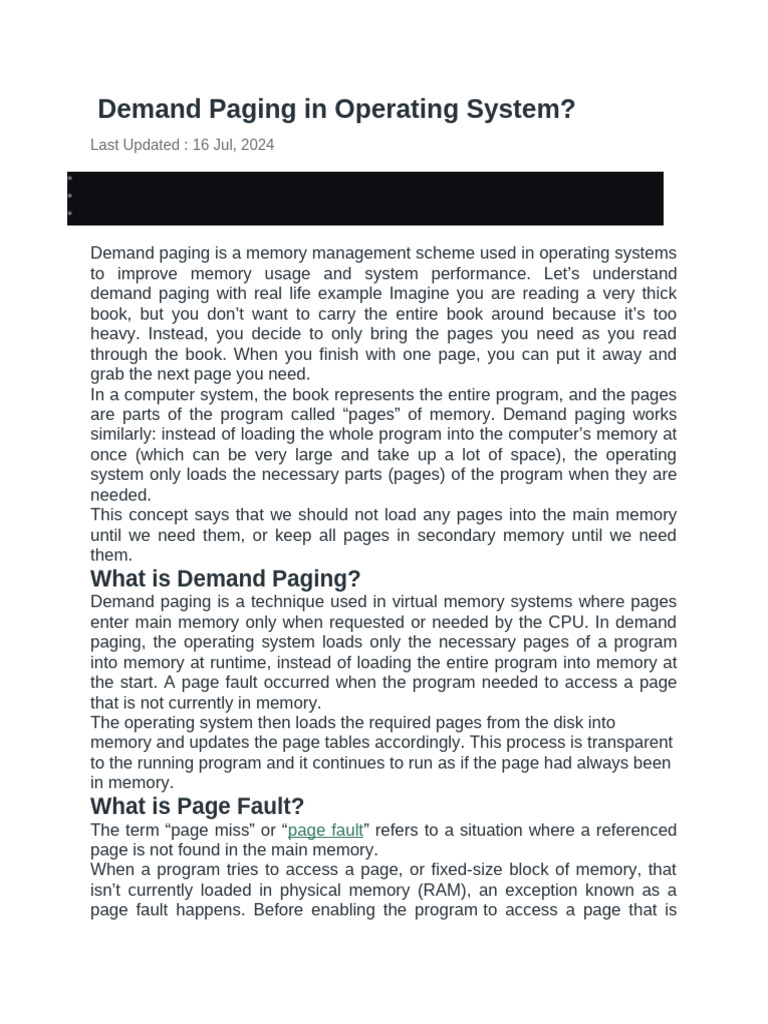 Understanding Demand Paging in OS | PDF | Computer Data Storage ...