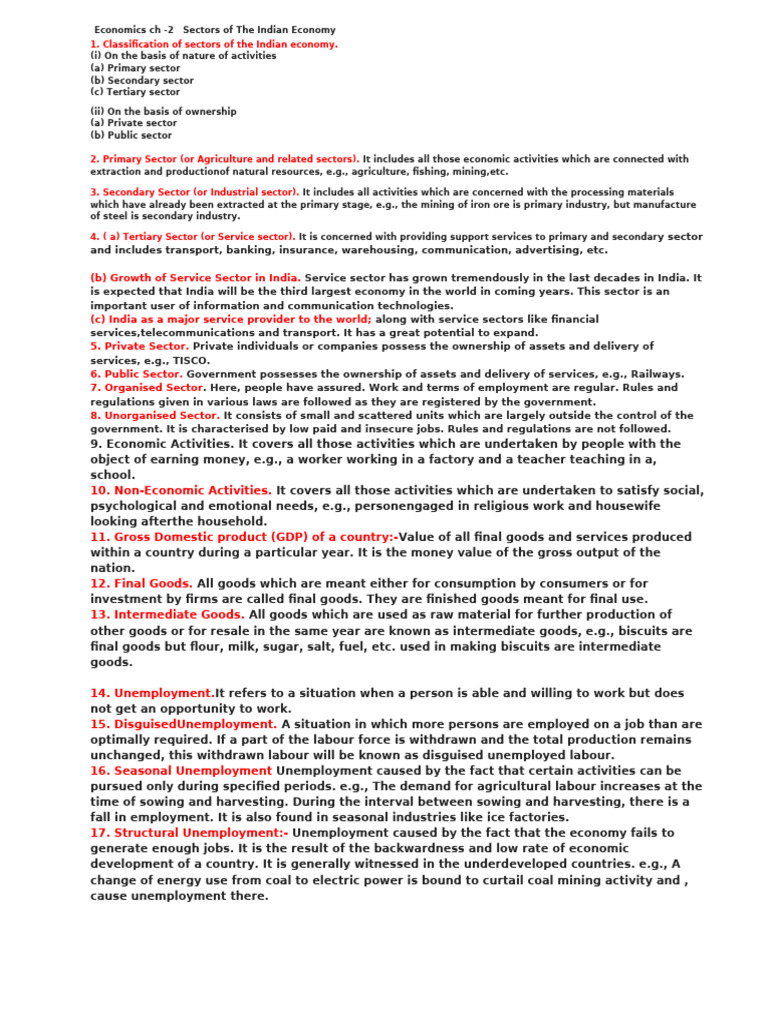 Sectors of the Indian Economy Explained | PDF | Unemployment | Employment
