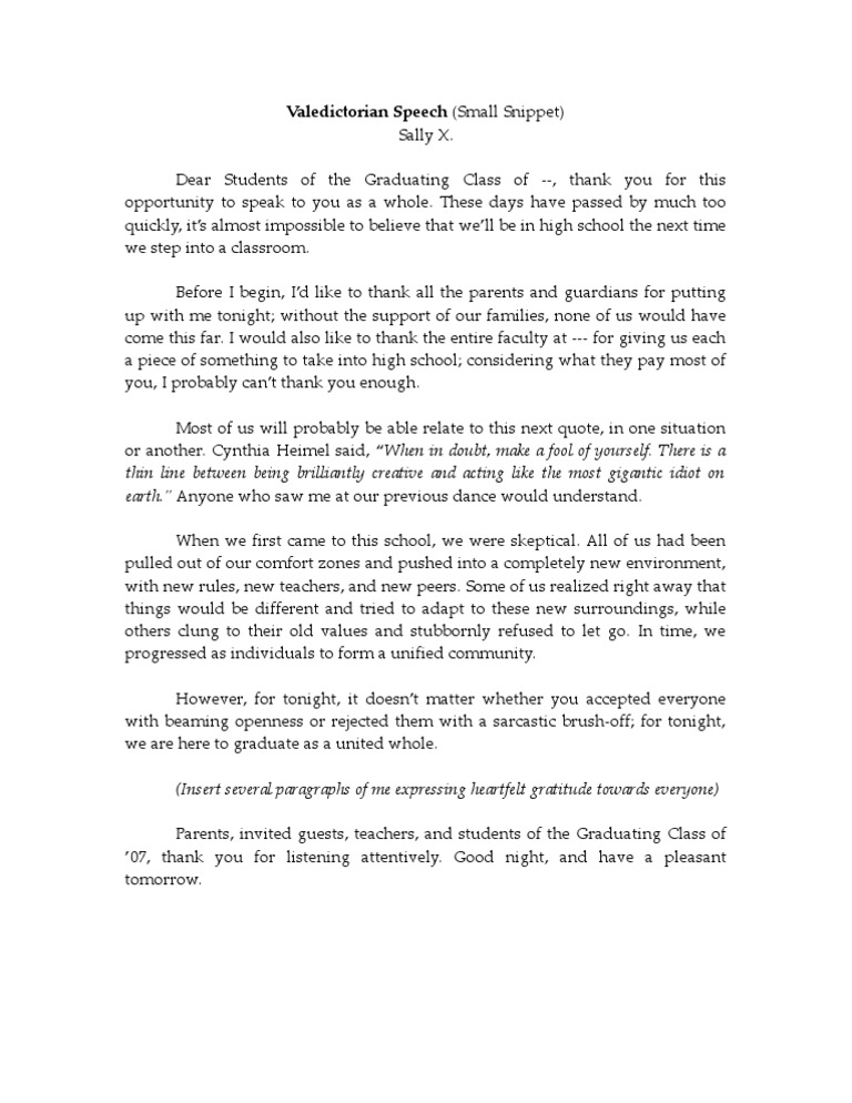 Write short speech commencement