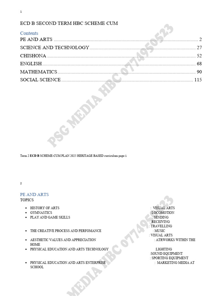 ECD B Term 2 Heritage Curriculum Plan | PDF | Learning | Science