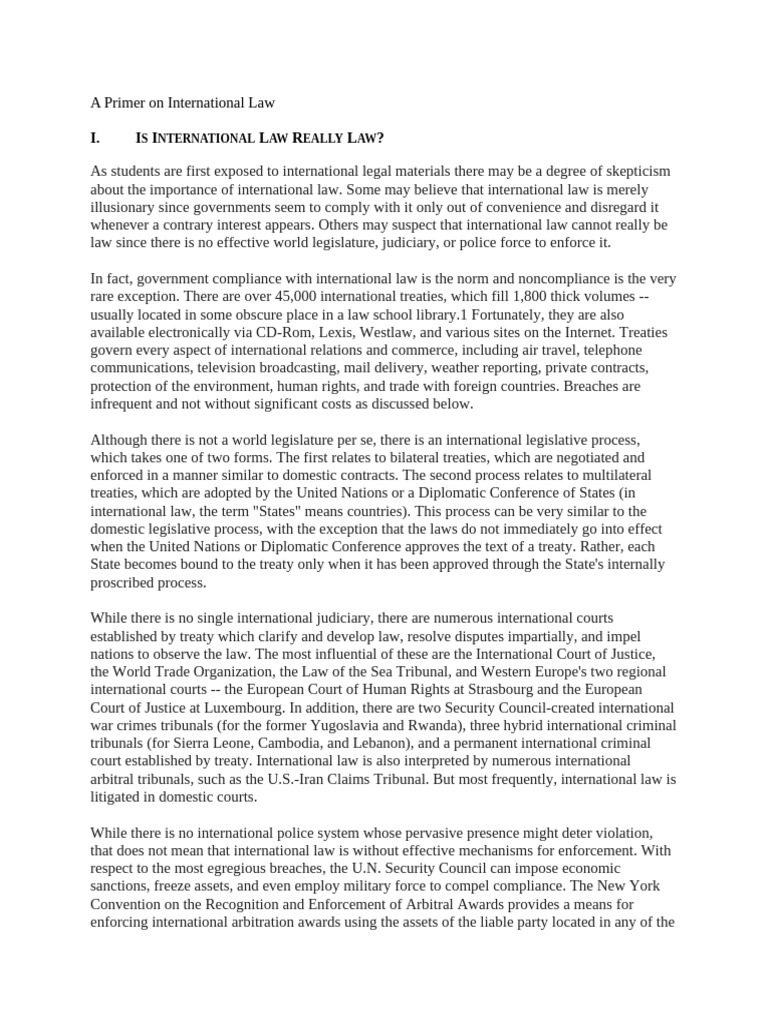 A Primer On International Law | PDF | Treaty | International Law