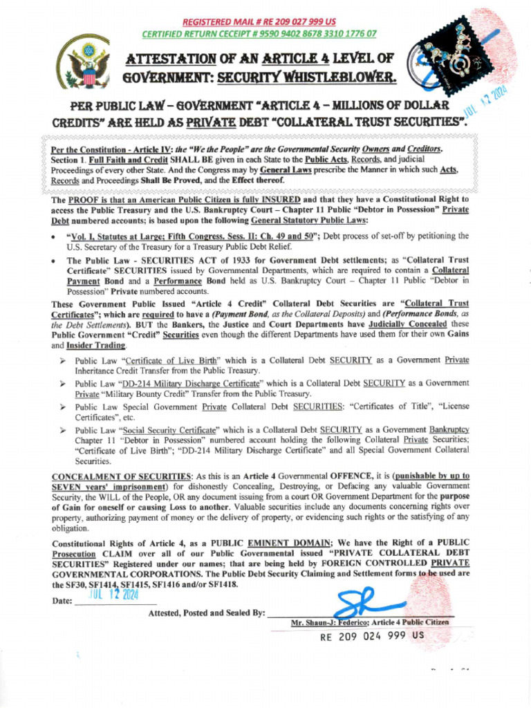 Attestation of Article 4 Level of Government | PDF