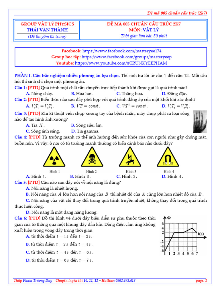 Đề Mã 005 Group Vật Lý Physics 2k7 | PDF