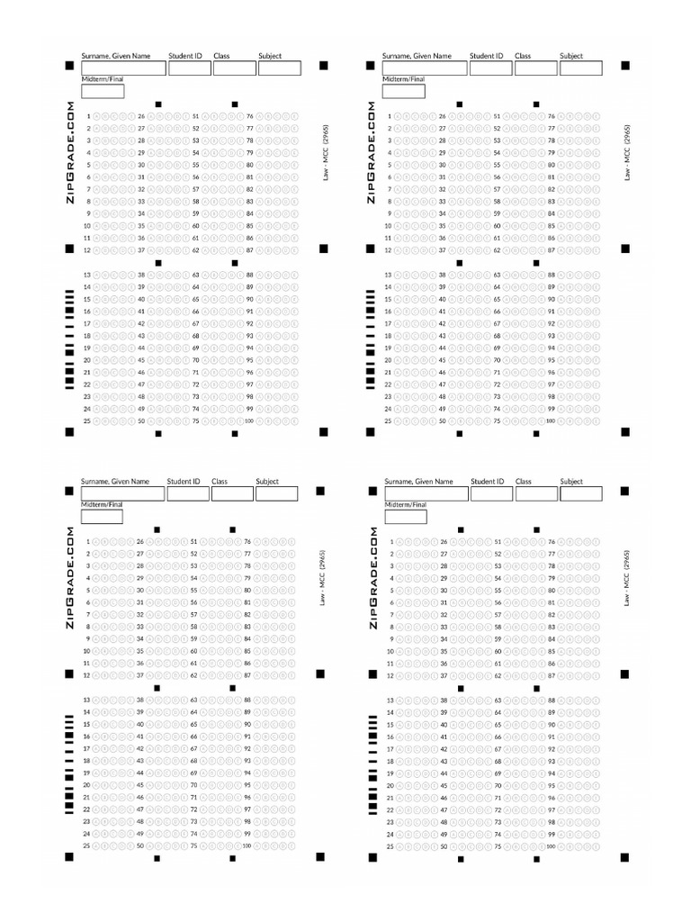 Answer Sheet 4pcs Law2 | PDF