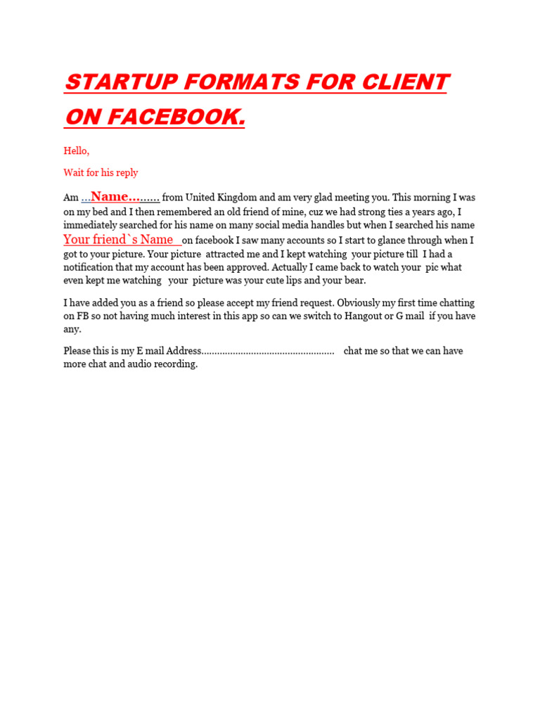 Facebook Client Outreach Message | PDF