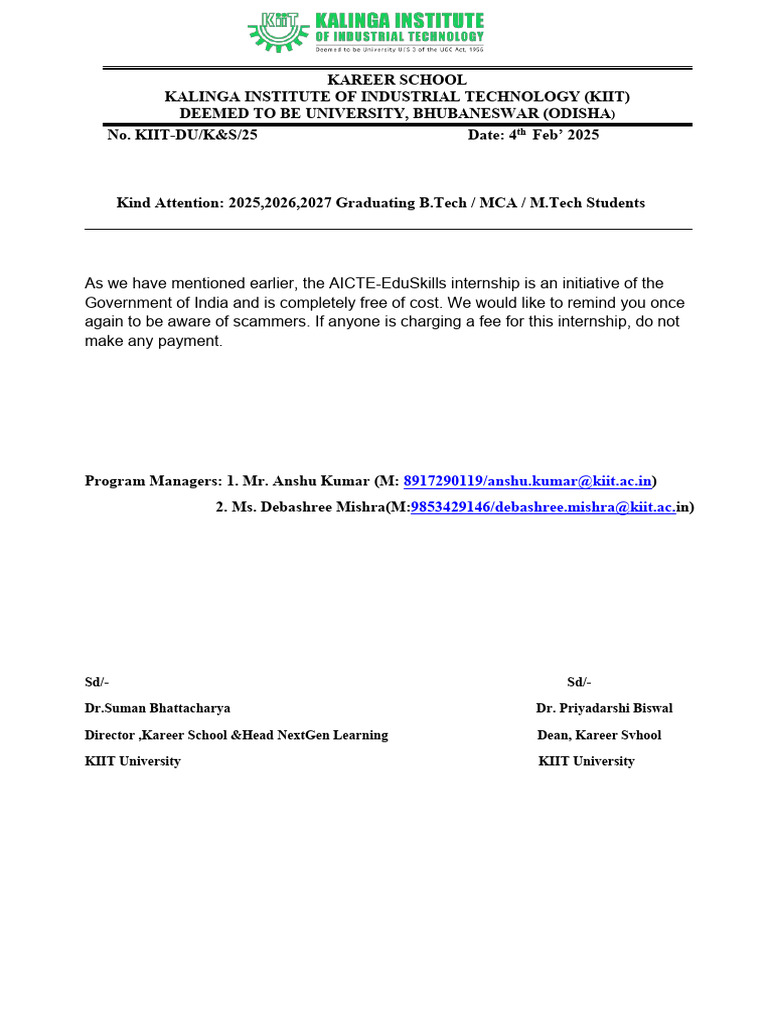 AICTE Free Internship Alert 2025 | PDF