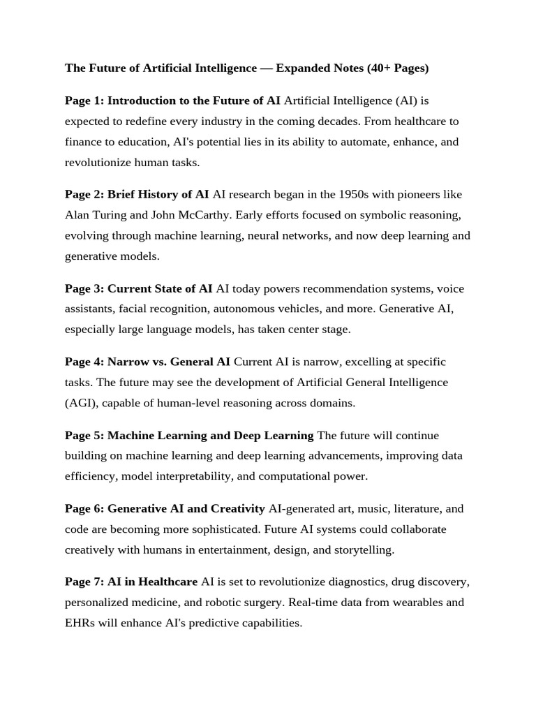 The Future of Artificial Intelligence PDF Artificial Intelligence