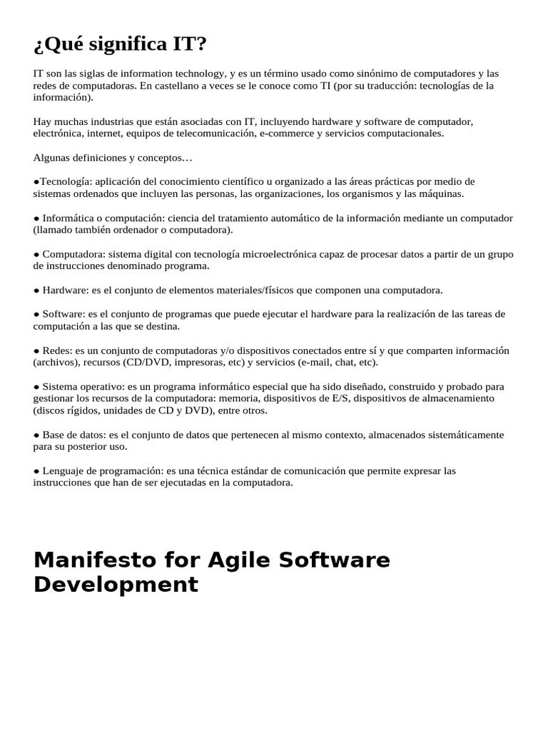 Significado de IT en Informática | PDF | Scrum (Software Development ...