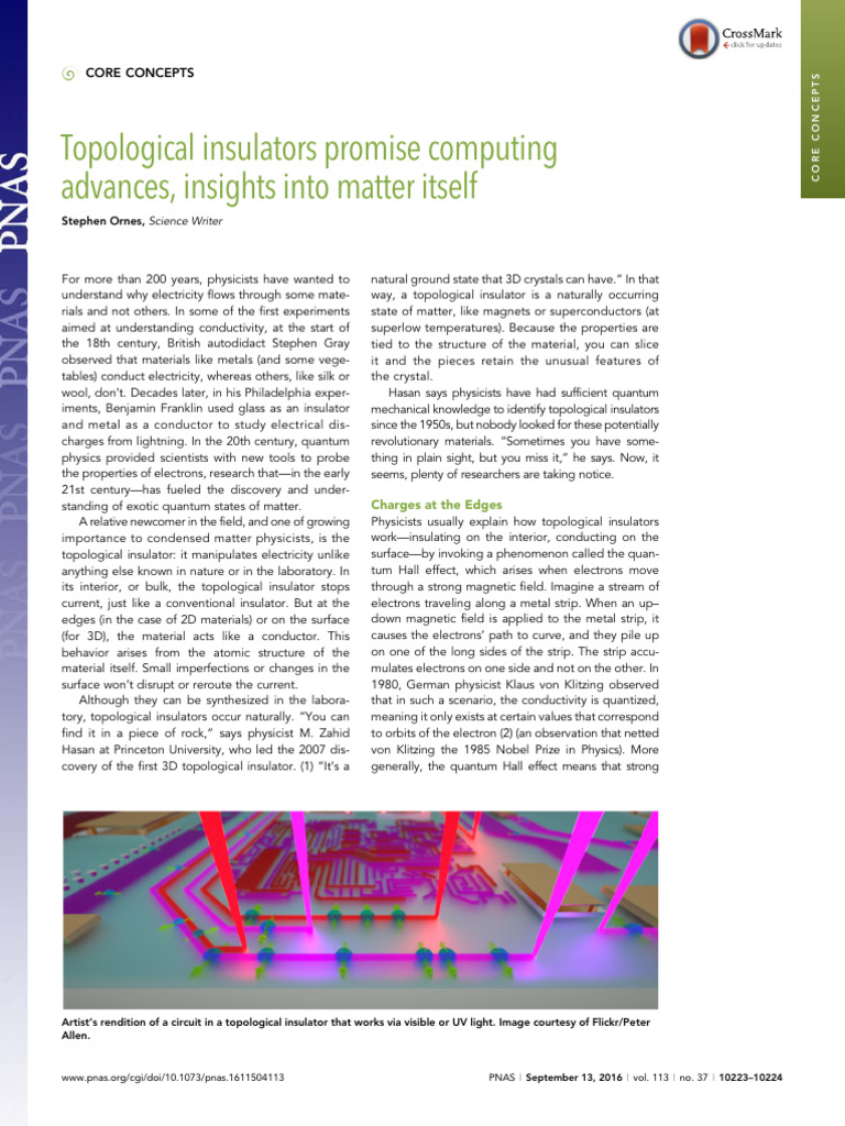 Topological Insulators: Quantum Advances | PDF | Electron | Spin (Physics)