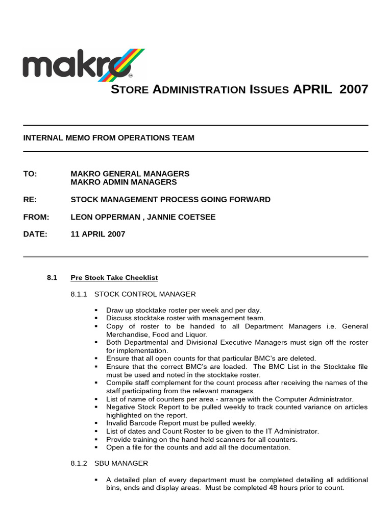 Way Forward For Stock Control Process | PDF | Computing