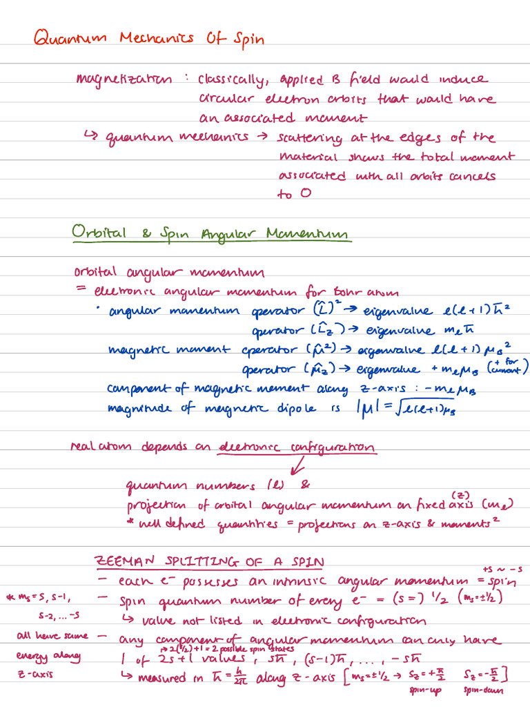 C. Quantum Mechanics of Spin | PDF