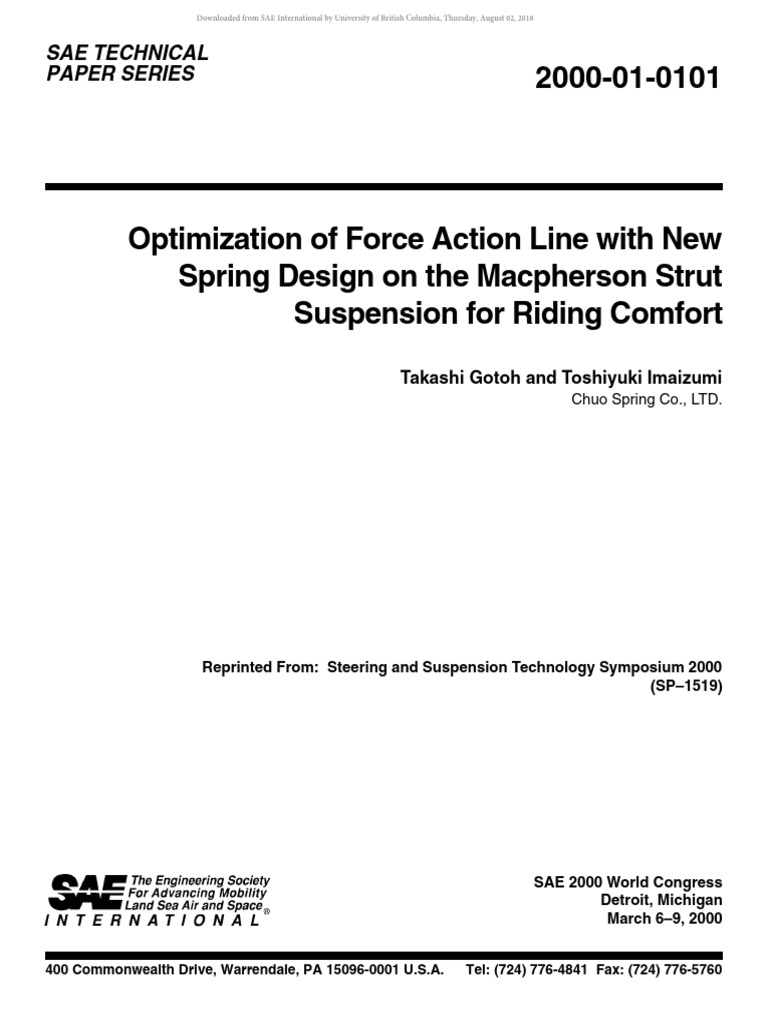 New Spring Design for Macpherson Strut | PDF | Force | Cartesian ...