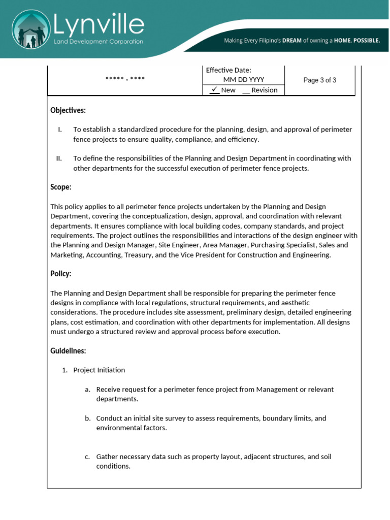 Perimeter Fence Project Guidelines | PDF | Regulatory Compliance ...