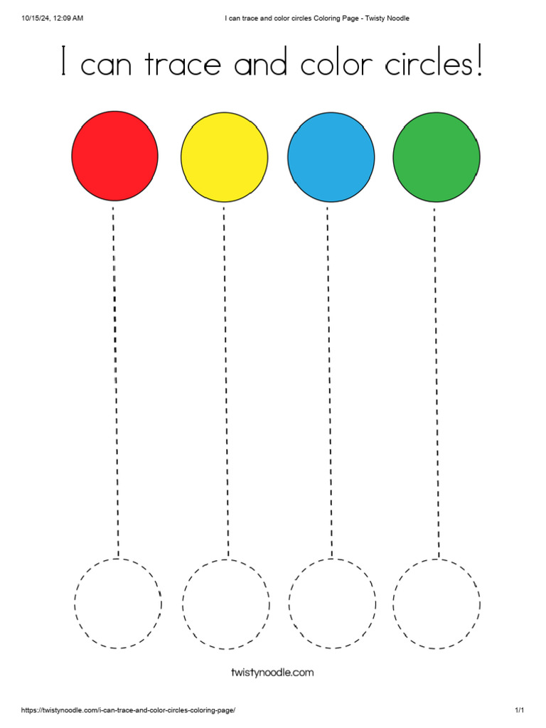 I Can Trace and Color Circles Coloring Page - Twisty Noodle | PDF