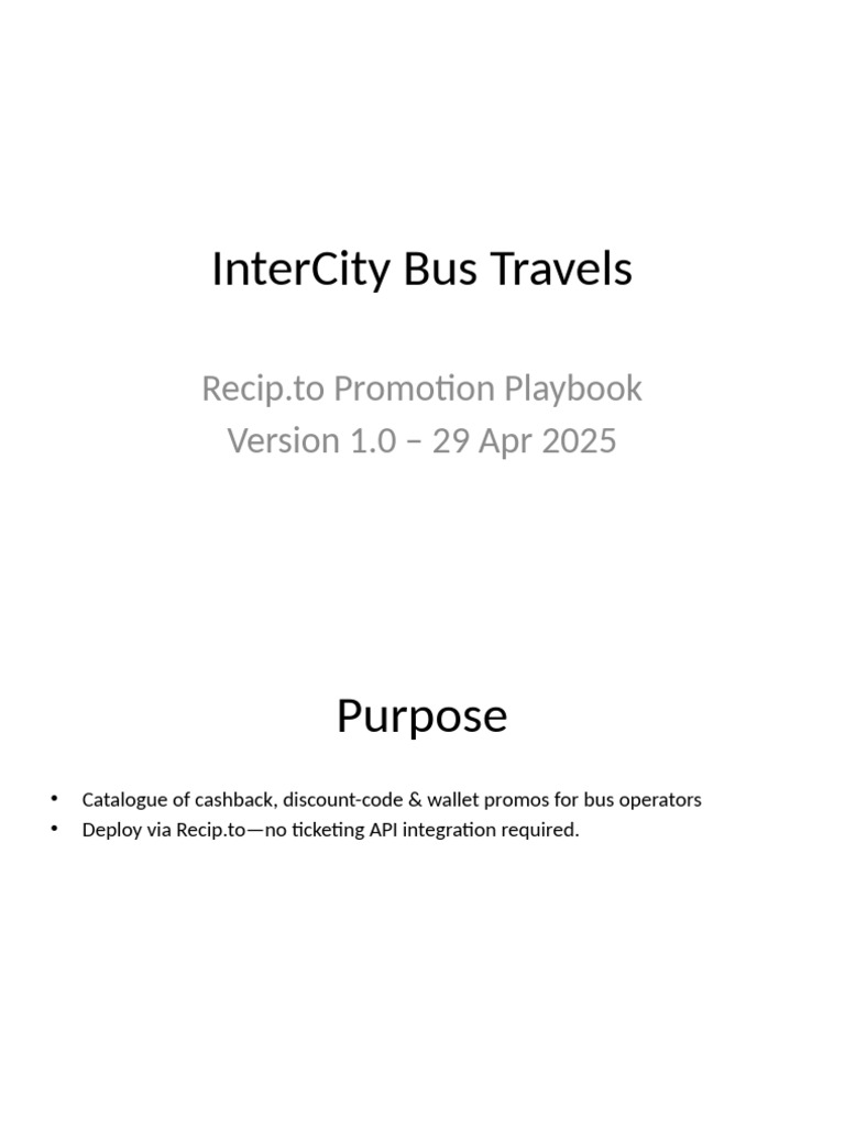 Bus Travel Promotions Playbook v1.0 | PDF | Credit Card
